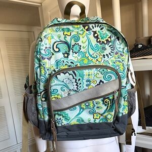 LL Bean Deluxe Book Bag Pack Backpack Travel School Green Teal Nylon Like New